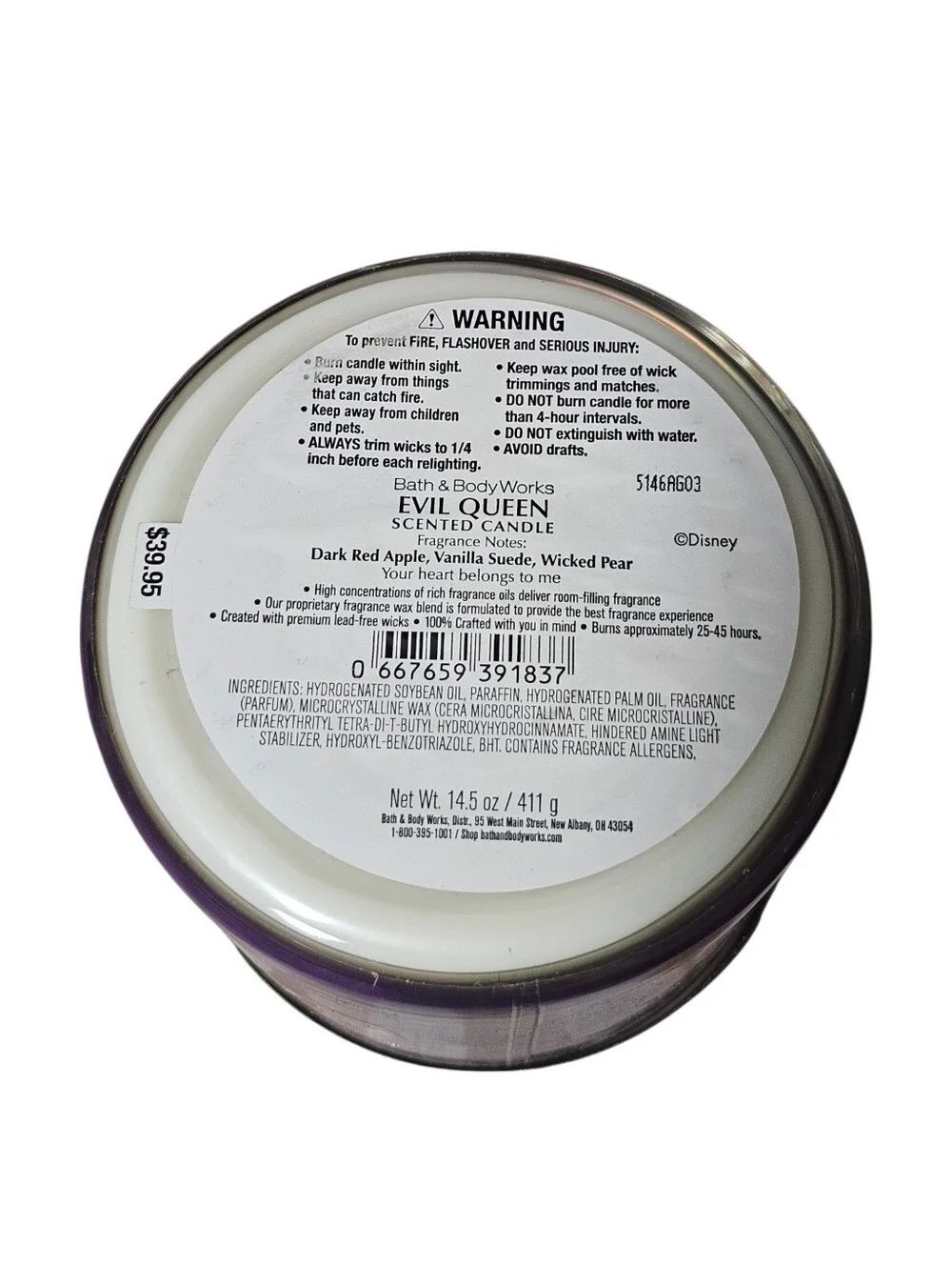 Bath & Body Works Disney Villains 3-Wick Candle - EVIL QUEEN